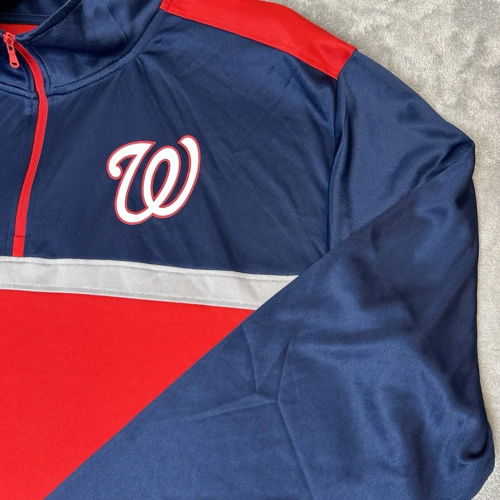 Washington Nationals 1/4-Zip Red Sweater Fanatics Quarter-Zip Pullover Men's 2XL